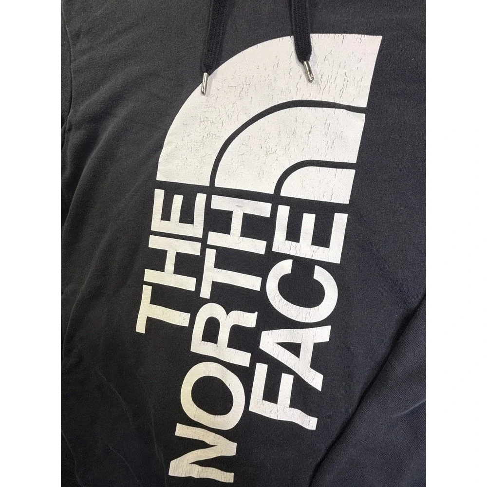 The North Face Mens Black Vertical Big Logo Pullover Hoodie Sweatshirt Medium